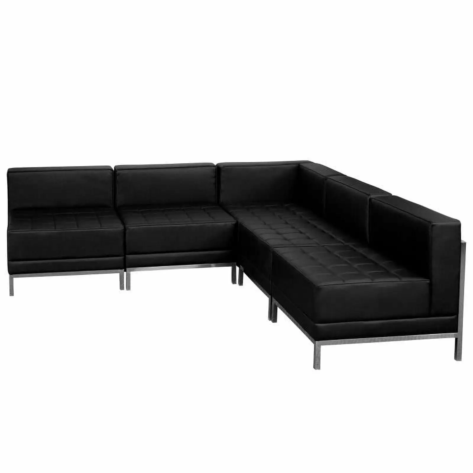 HERCULES Black LeatherSoft 5-Piece Sectional Sofa Set Flash Furniture