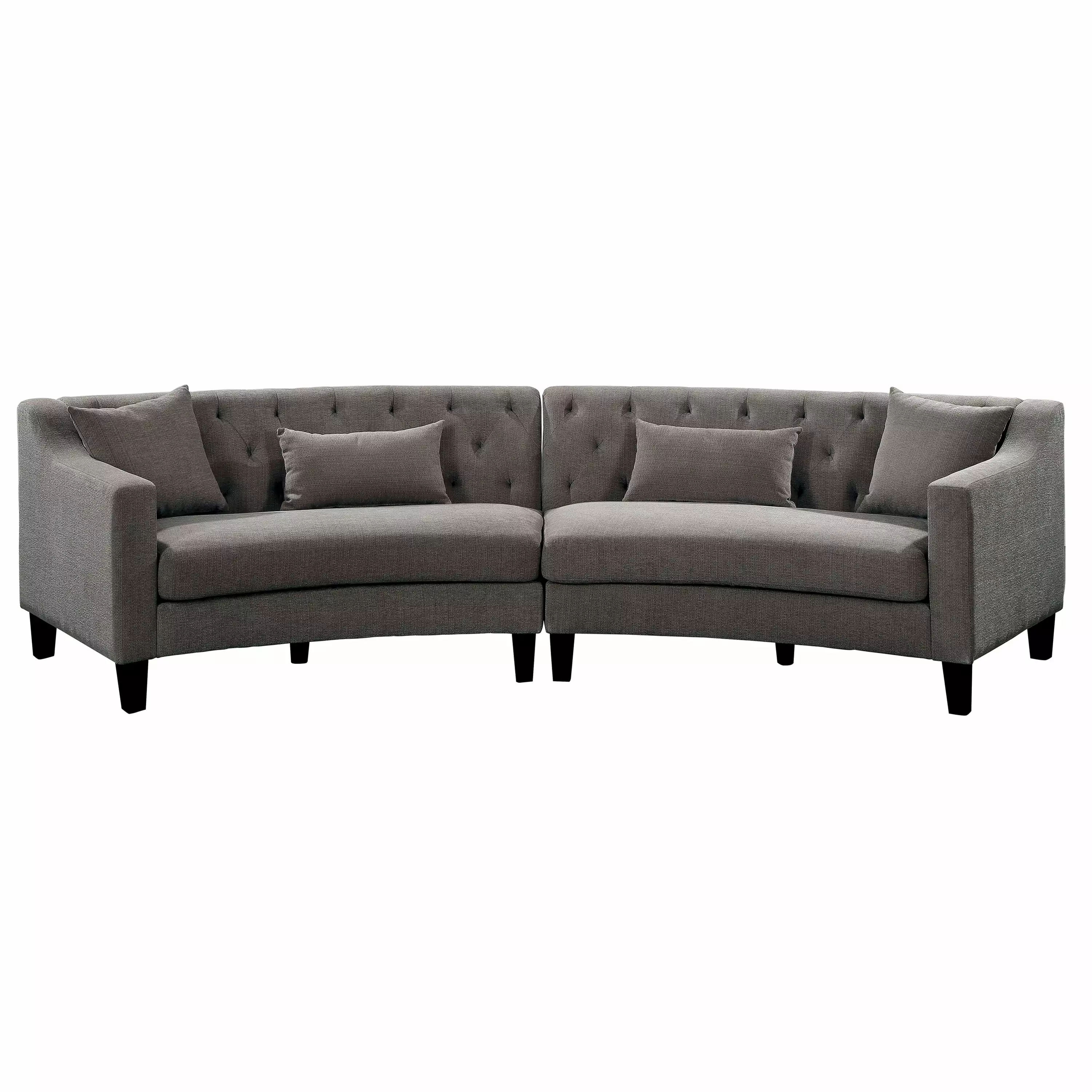 Furniture America Contemporary Chenille Tufted Sectional Warm Gray