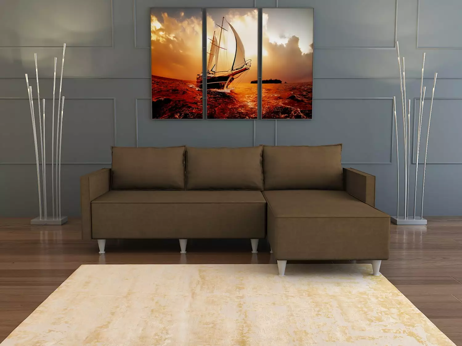 Aybuke Sectional Brown Ghislaine