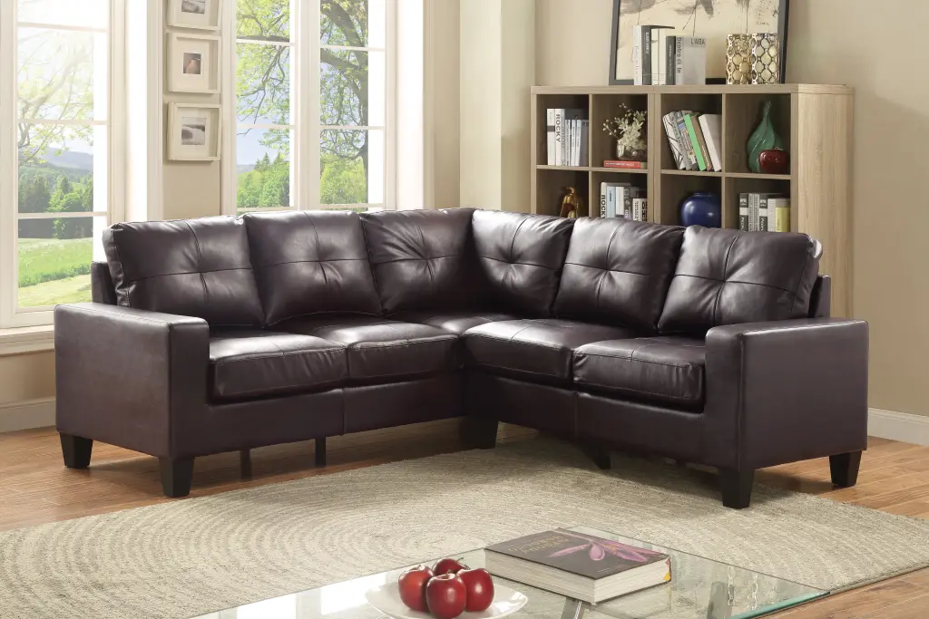 Newbury G464B Sc Sectional Dark Brown Foam PU Leather Sofa glory furniture