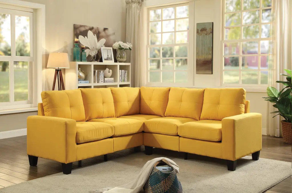 Newbury G470B Sc Sectional Yellow Foam Fabric Modern Sofa Living Room glory furniture