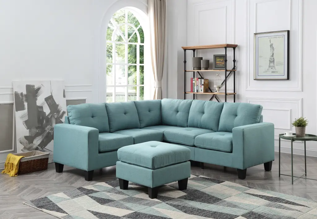 Newbury G500B Sc Sectional Teal Teal Foam Fabric Modern Sofa Set glory furniture