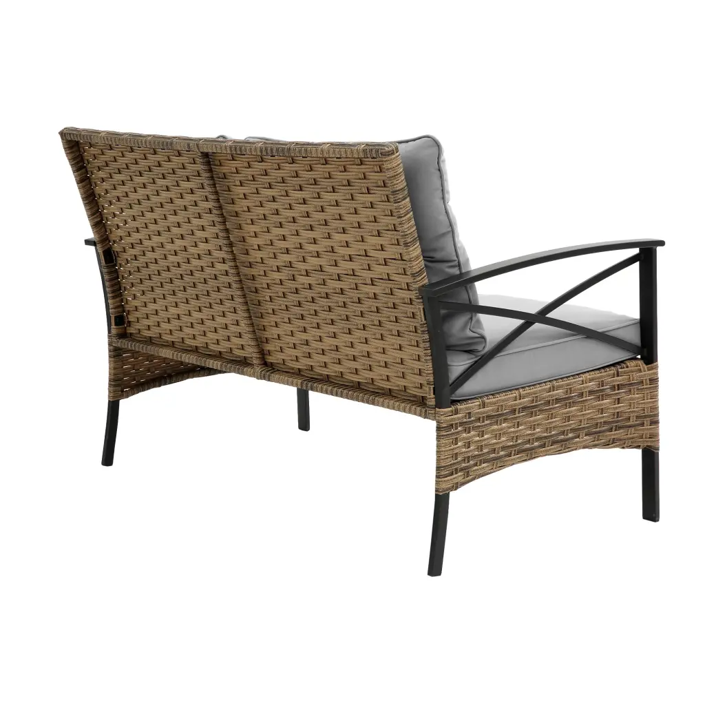 Patio 4 Piece Sectional Low Dining Conversation Sofa Set KD Rattan Wicker hifine outdoor furniture w-640