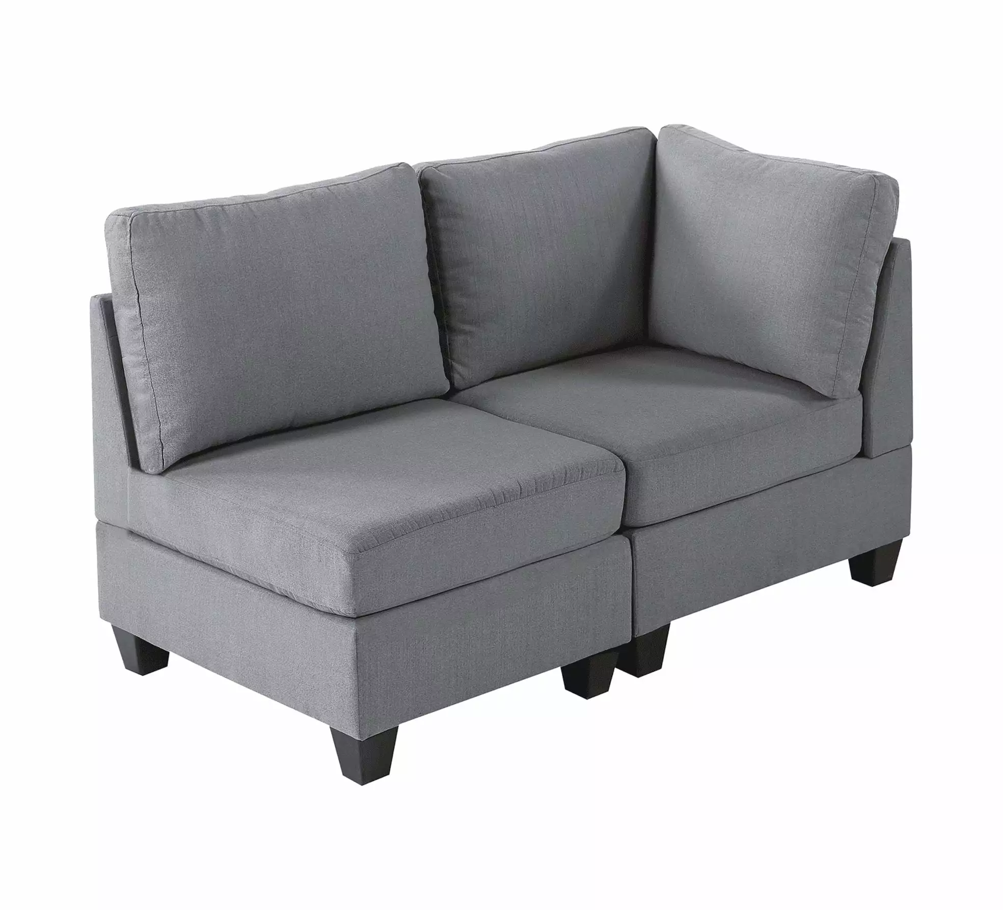Modern Modular Sectional Sofa Set 2Pc Gray Fabric Jamini