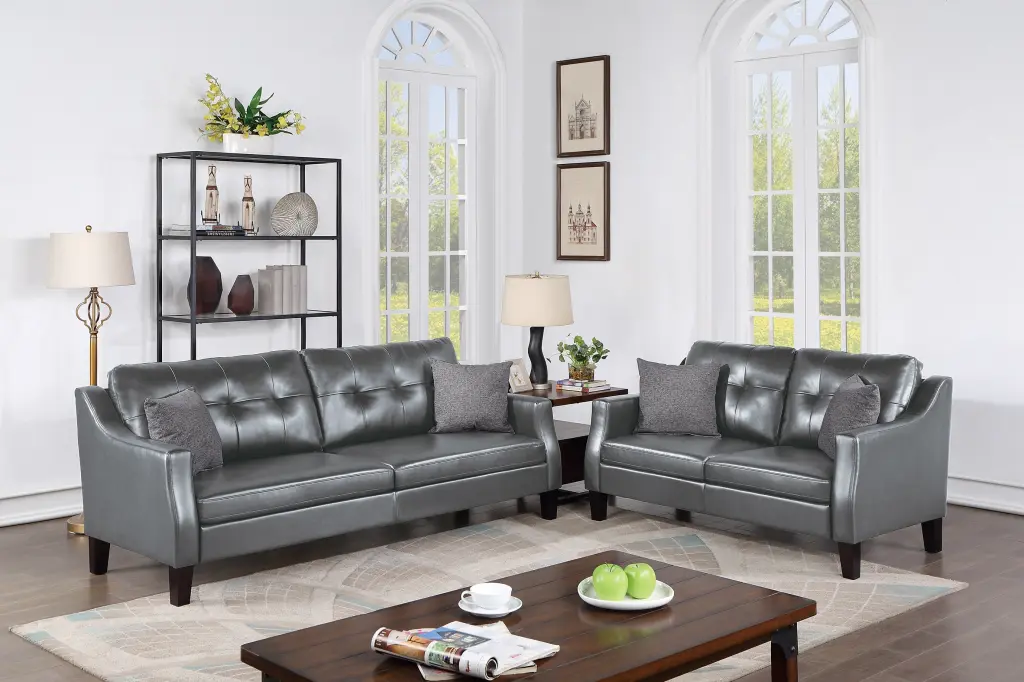 Contemporary Living Room Furniture 2 Pcs Sofa Set Grey Gelcouch Sofa kanepe