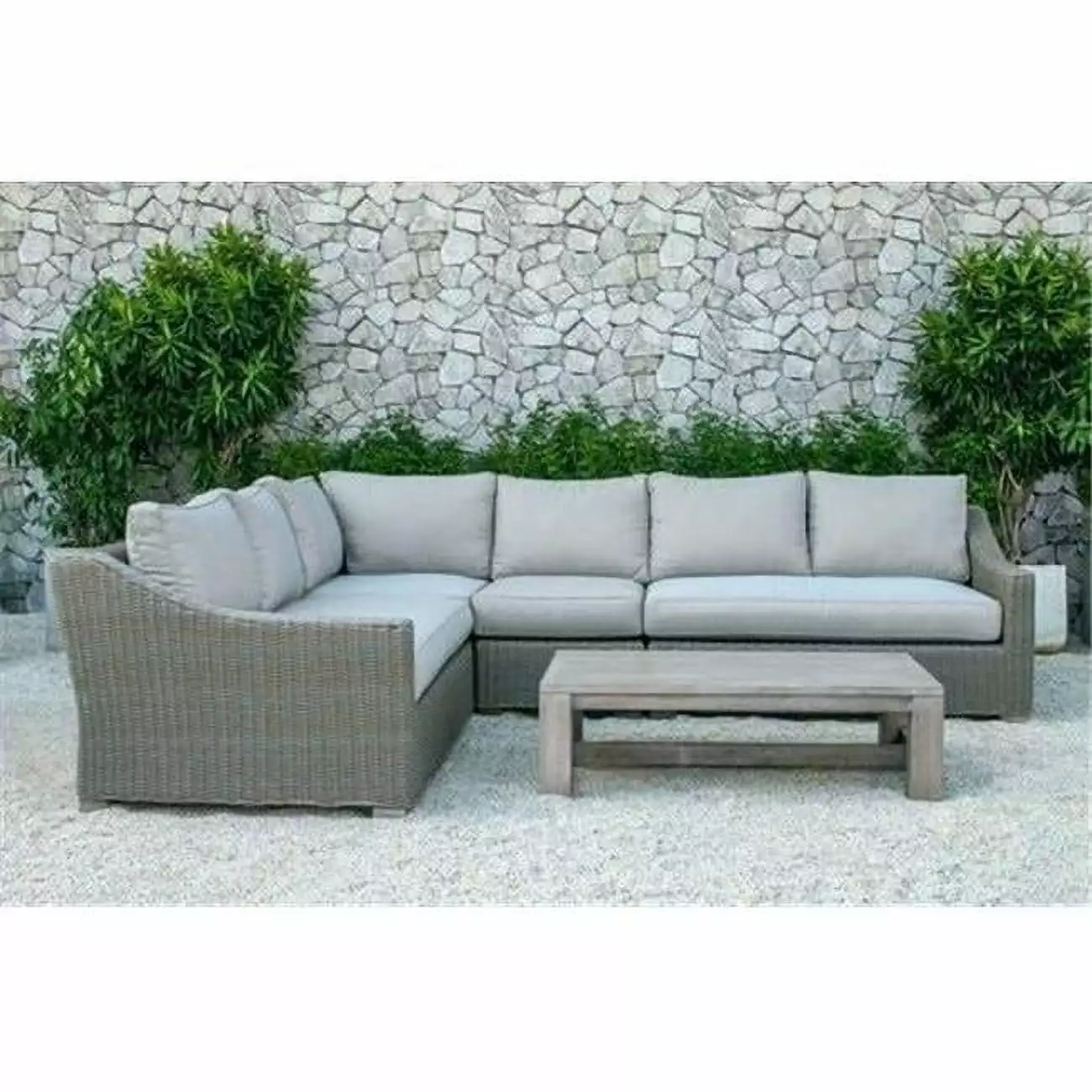 Catalina Grey Wicker Round Sectional Sofa - Outdoor Patio Furniture KD Aparador