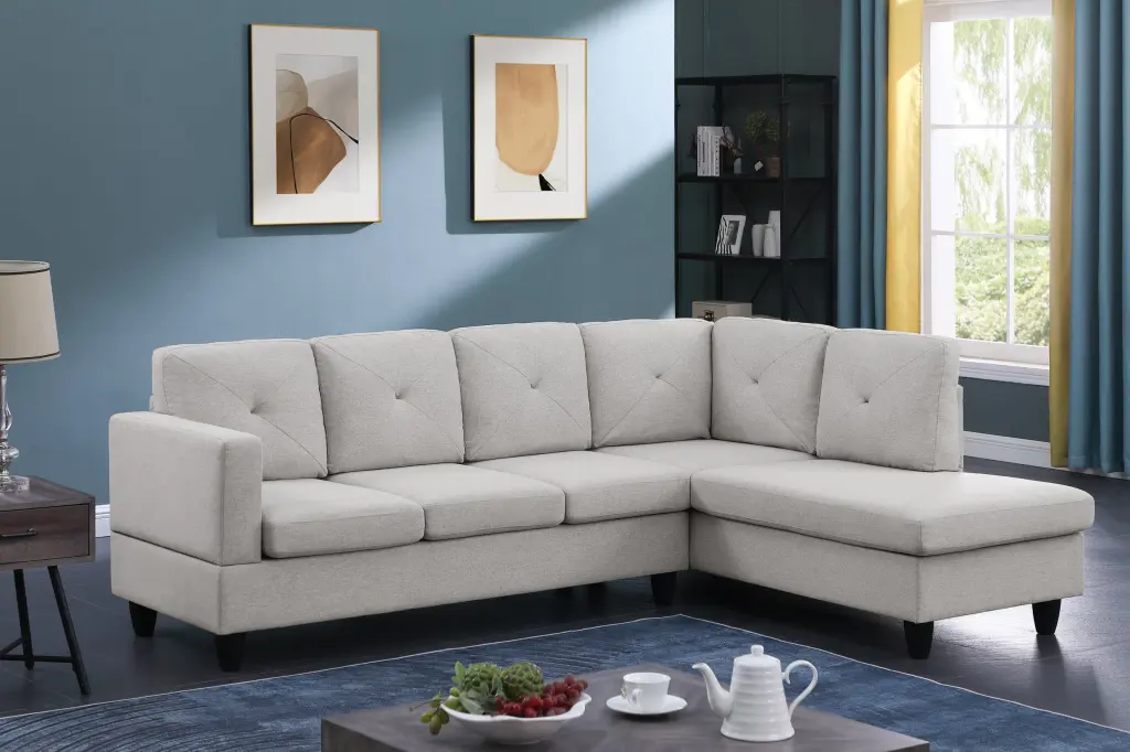 Santiago 96" Light Gray Linen Sectional Sofa Right Facing Chaise lilola home