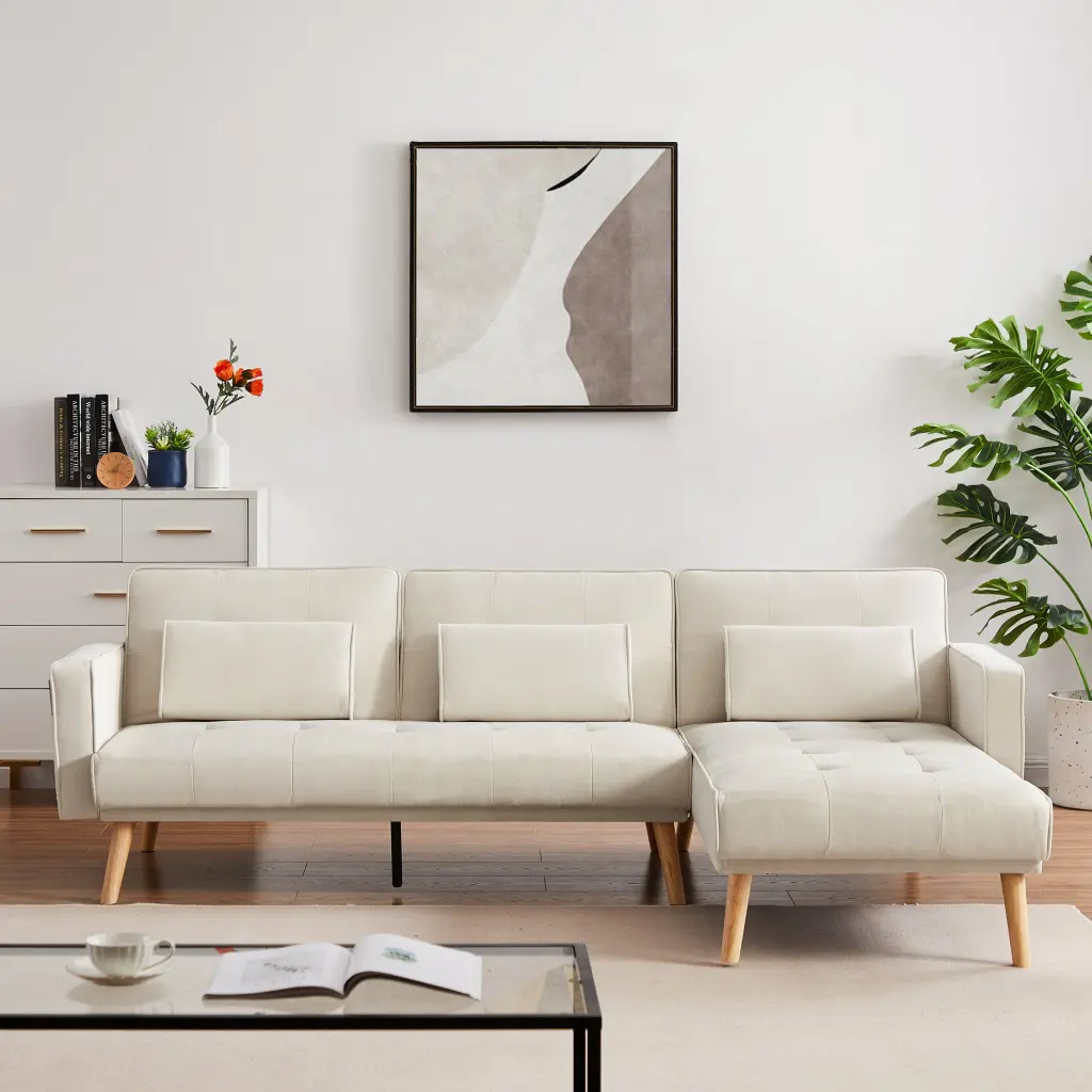 Convertible Sectional Sofa Sleeper Right Facing L-Shaped Sofa Couch meiting furniture