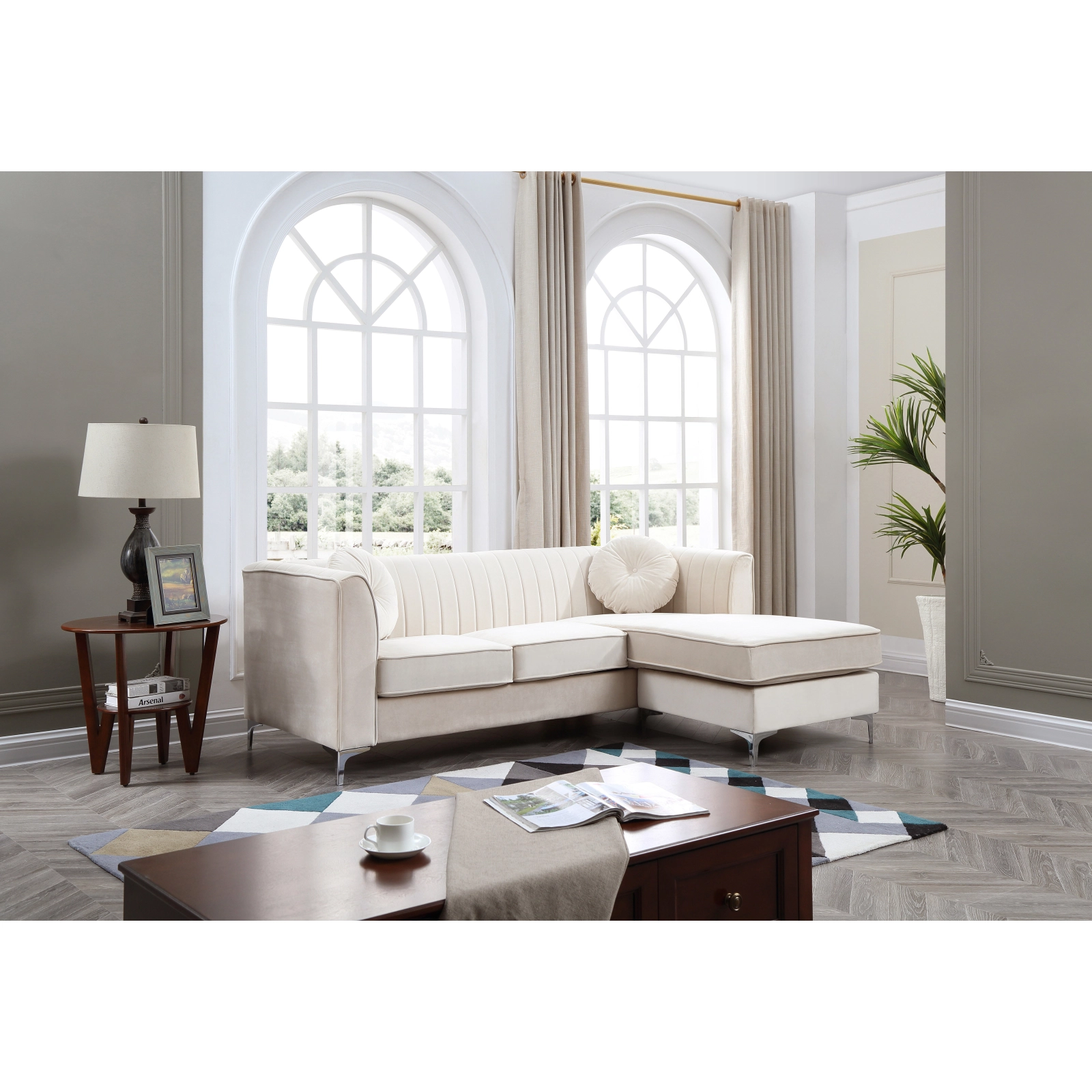 Miekor Furniture Delray G797B-SC Ivory Sofa Chaise 3-Piece Set
