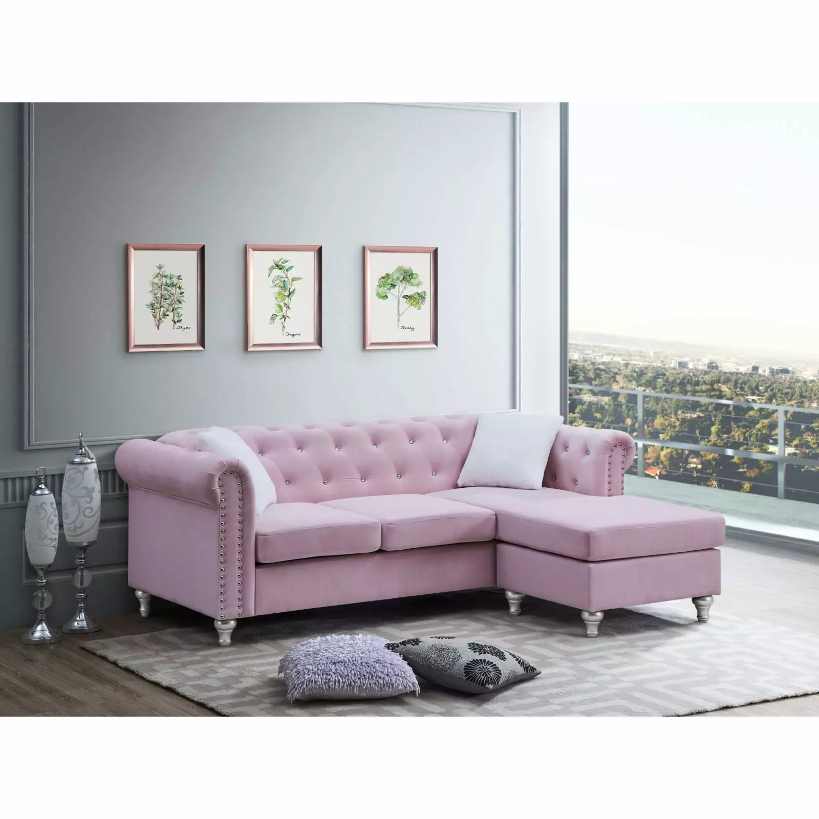 Miekor Furniture Raisa G864B-SCH Burgundy Sofa Chaise