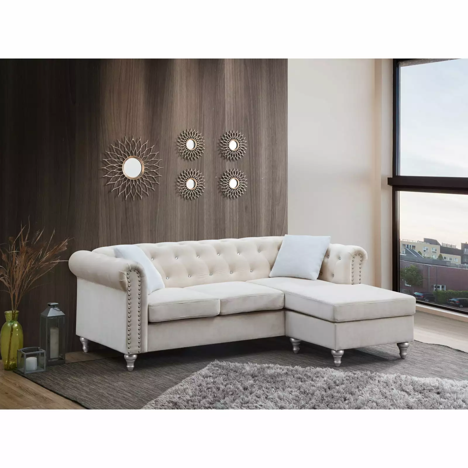 Miekor Furniture Raisa G867B-SCH Sofa Chaise Beige - Modern Living Room Furniture