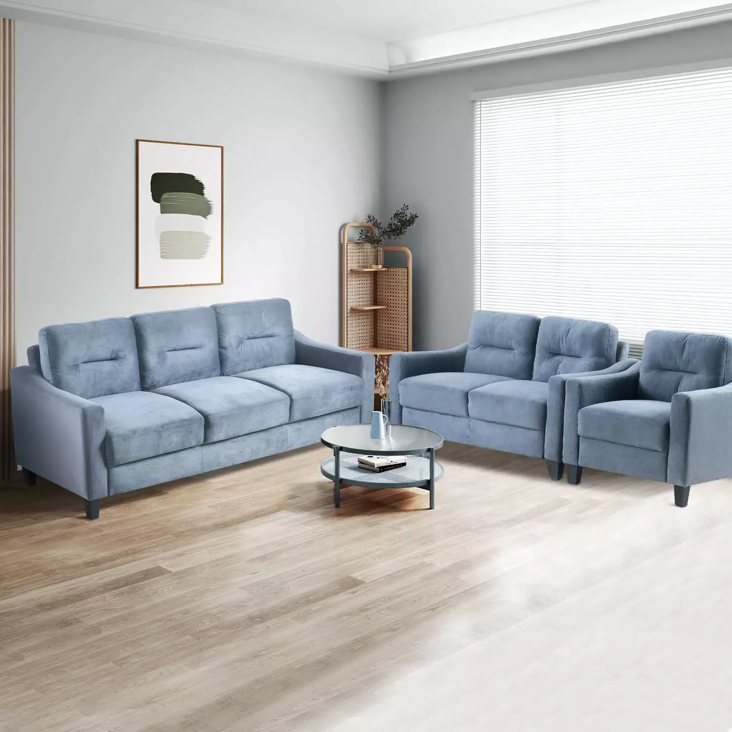 Comfortable Sectional Couch Set 1+2+3 Modern Sofa Straight Arm Design Cozy Living Room Furniture OMCCHK