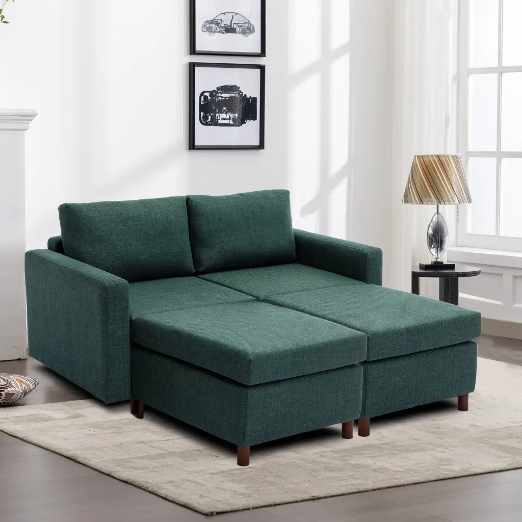 2 Seat Module Sectional Sofa Couch 2 Ottoman Living Room Modern L Shape rnb