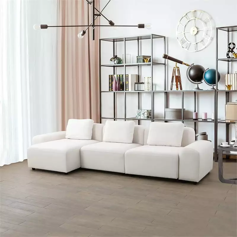 Cucan Sectional Sofa Se 5701 White Microfiber 4-Piece Sofa Set Living Room Star Home Living