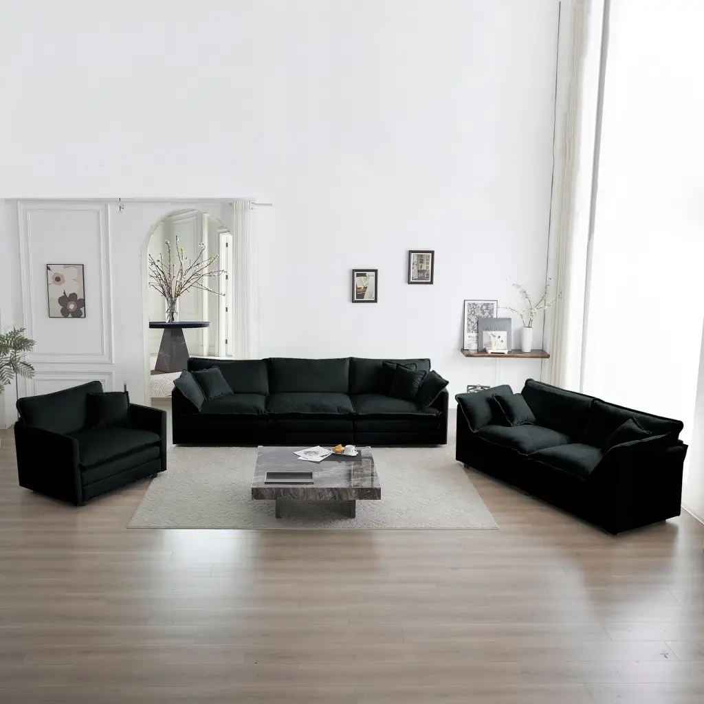 Modern 3 Piece Extra Deep Seat Sectional Sofa Set Living Room ui furniture