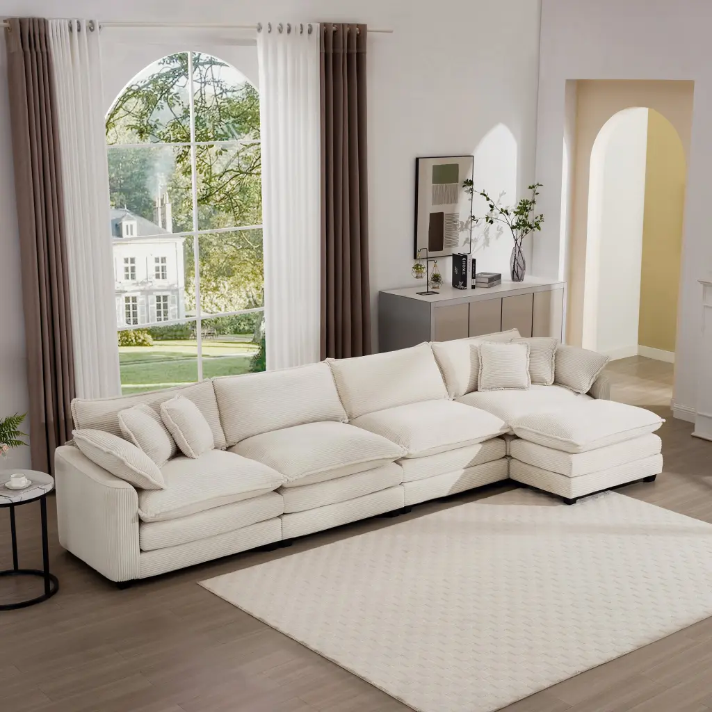 Modern Upholstered L Influence Modular Sectional Sofa 4 Seater ui furniture