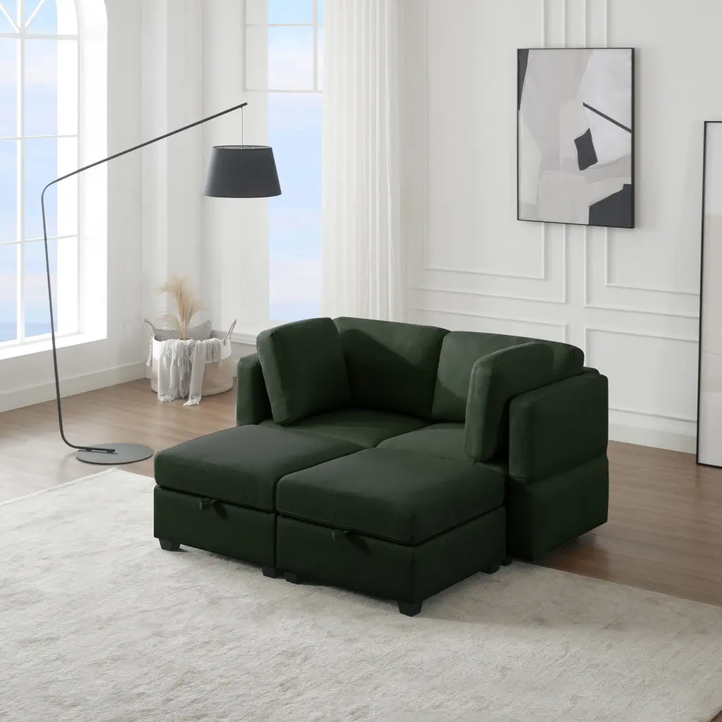 Modular Sectional 2 Seater Sofa 2 Ottomans Sleeper Sofa Bed Small Spaces ui furniture