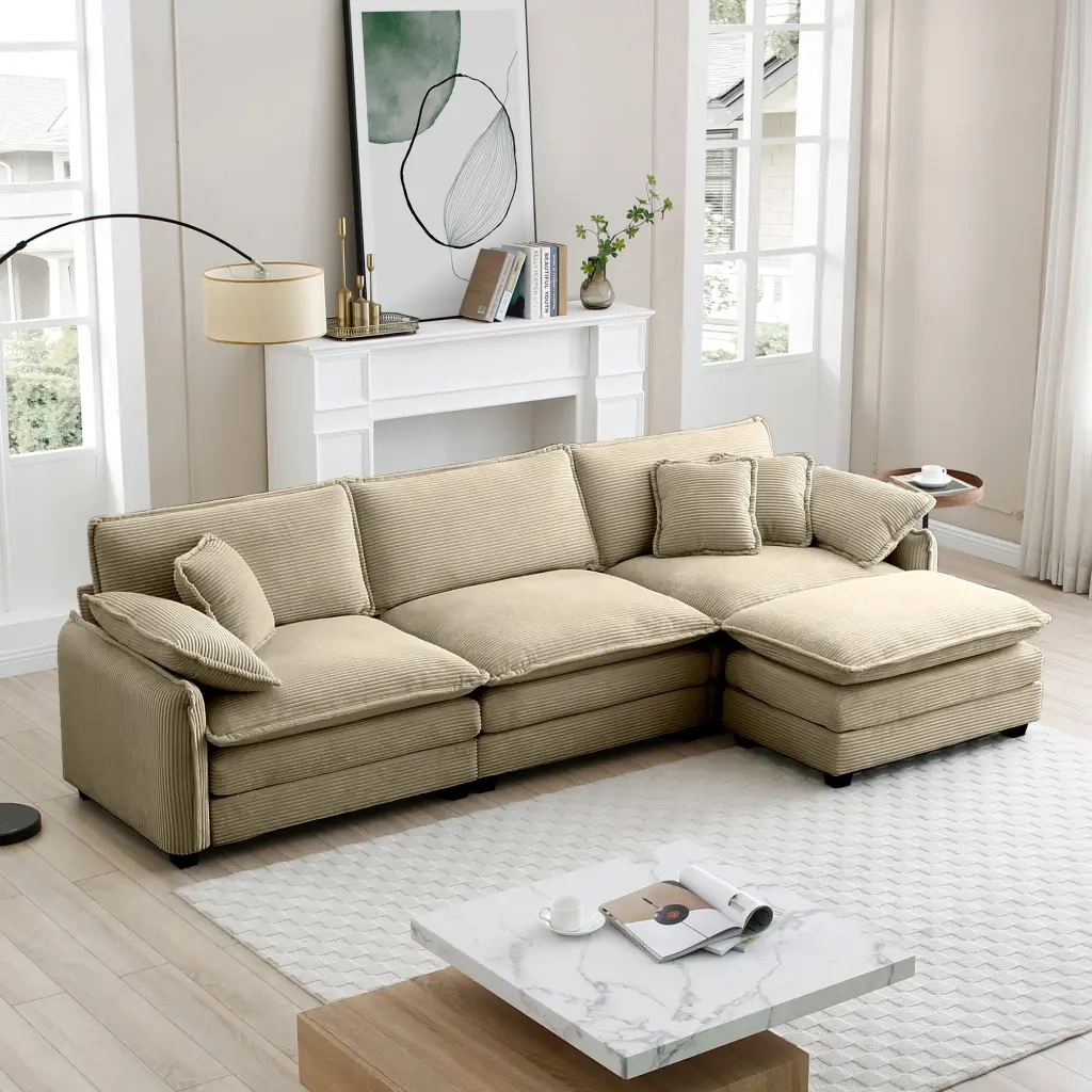 Oversize 3 Seater Sofa One Footrest L Shaped Sectional Sofa ui furniture