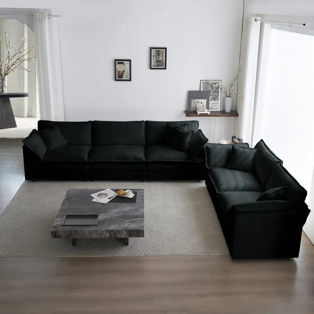 Sofa Set 2 Chenille Couches, 2 & 3 Seater Deep Seat Modern Sofa Set ui furniture