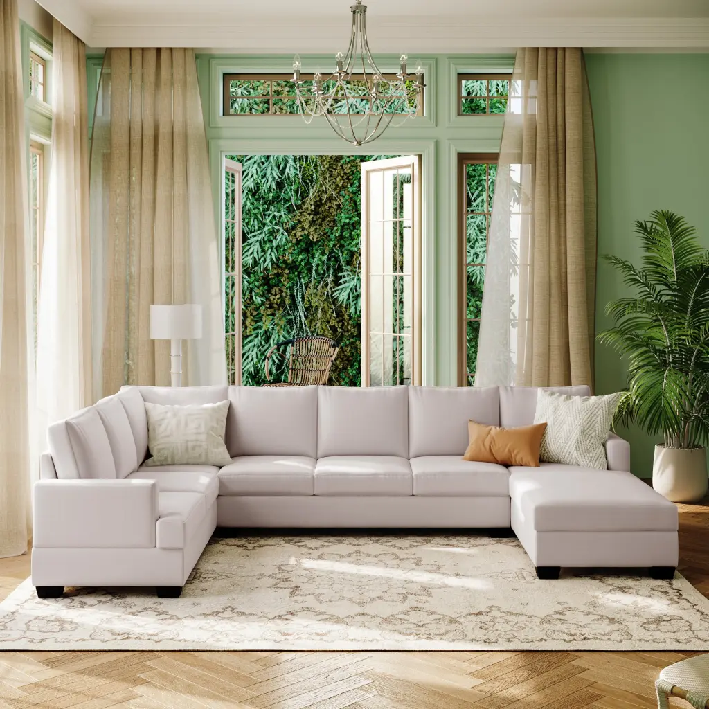 Modern Large Upholstered U-Shaped Sectional Sofa Extra Wide Chaise u_style