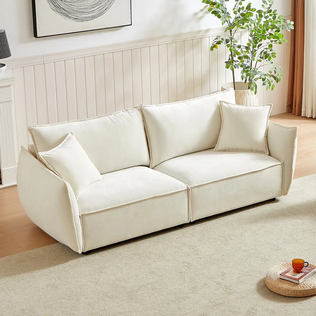 88 Inch Modern Living Room Sectional Wide Stylish Fabric Sectional Sofa w1193