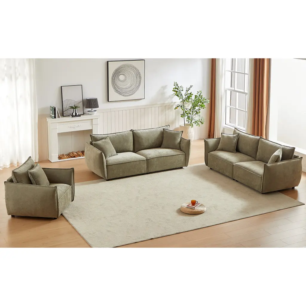 3 Seater 1 Seater Combo Sofa Modern Living Room Sofa Linen Fabric w1193