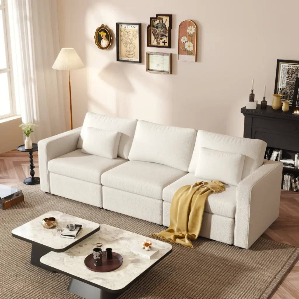Modern Cotton Linen Influence Sectional Sofa Oversized Upholstery yiwei