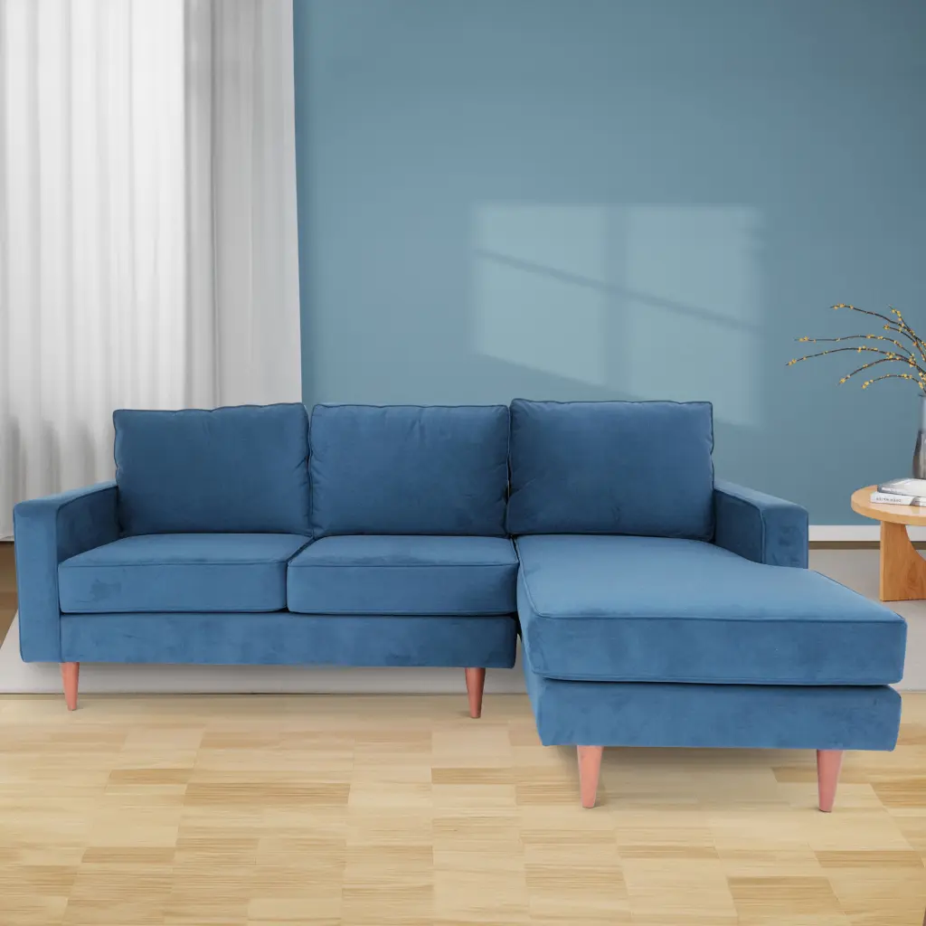 Navy Blue L Influenced Sectional Sofas Modern Living Room Furniture american-made seating