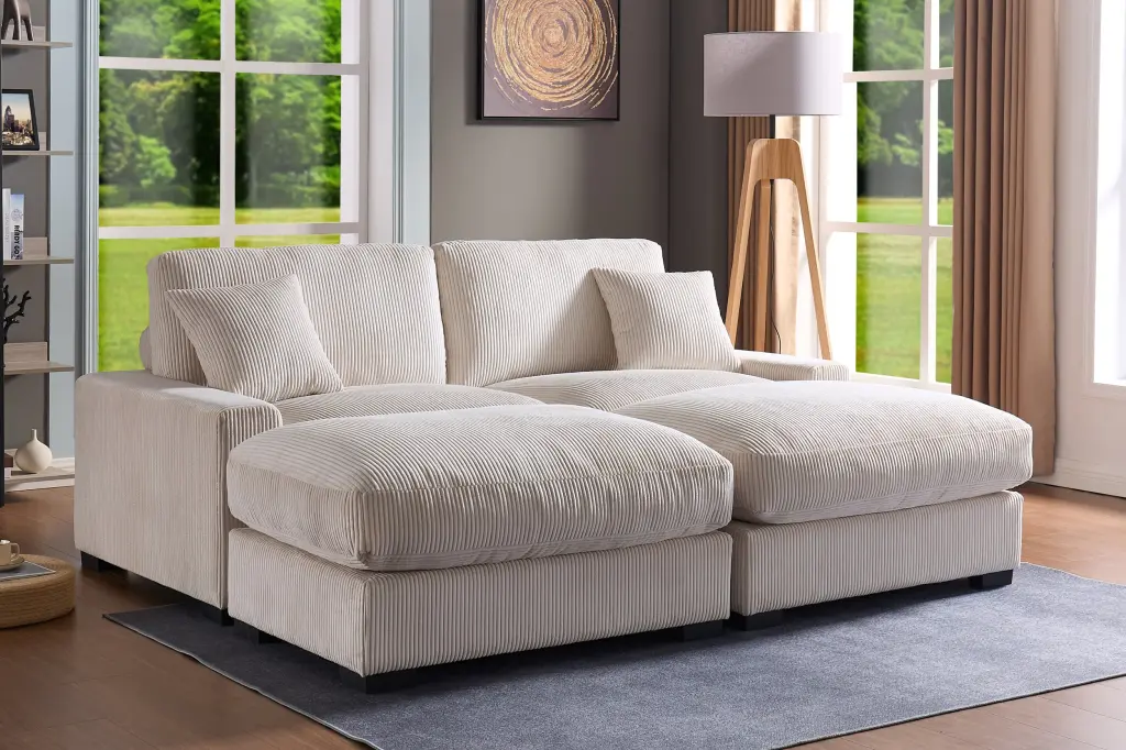 Modular 4-Seater Oversized Sectional Sofa Corduroy Fabric gardenia home furnishings