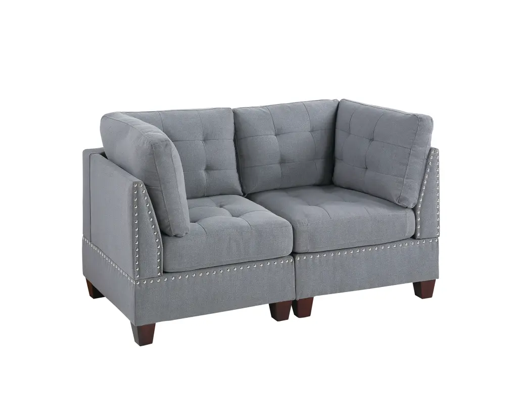 Modular Set 2 Piece Gray Fabric Living Room poundex