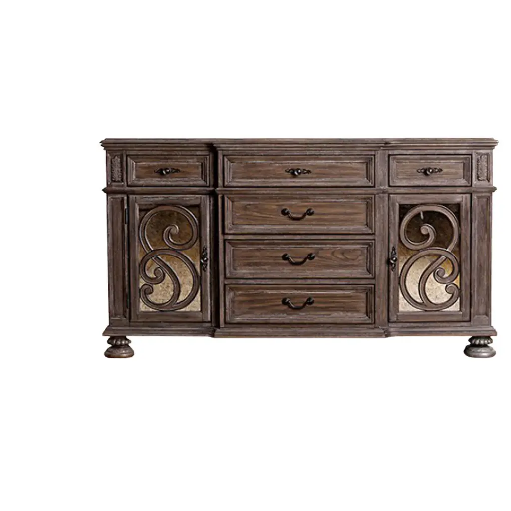 Retro Style Wooden Server 6 Drawers Rustic Brown Storage Cabinet royal hampton