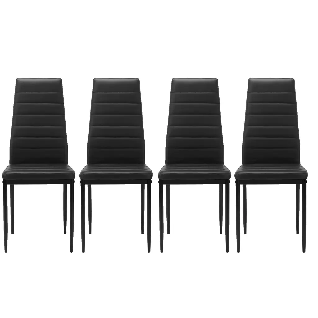 Dining Chair Set 4 Black Pu Upholstered Kitchen Chairs Modern Seating rnb