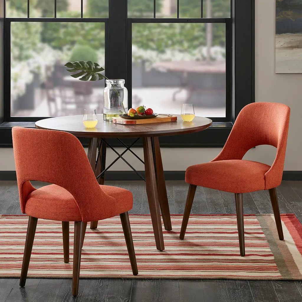 Nola Dining Chair Set 2 Orange Dark Brown Polyester jla