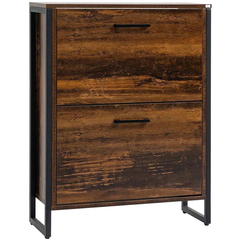 Homcom Industrial Shoe Cabinet 2 Flip Drawers Freestanding Shoe Storage aosom business