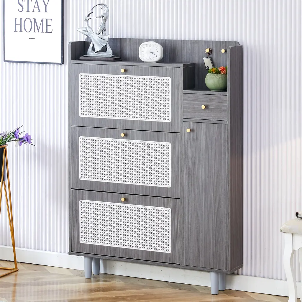Modern Minimalist Storage Cabinet Japanese Rattan Shoe Cabinet Bedroom droom w-1151