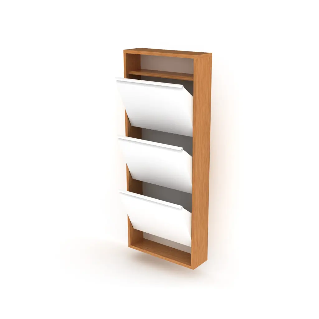 Hide 3 Tier Wood Frame Shoe Storage Walnut Finish furnia