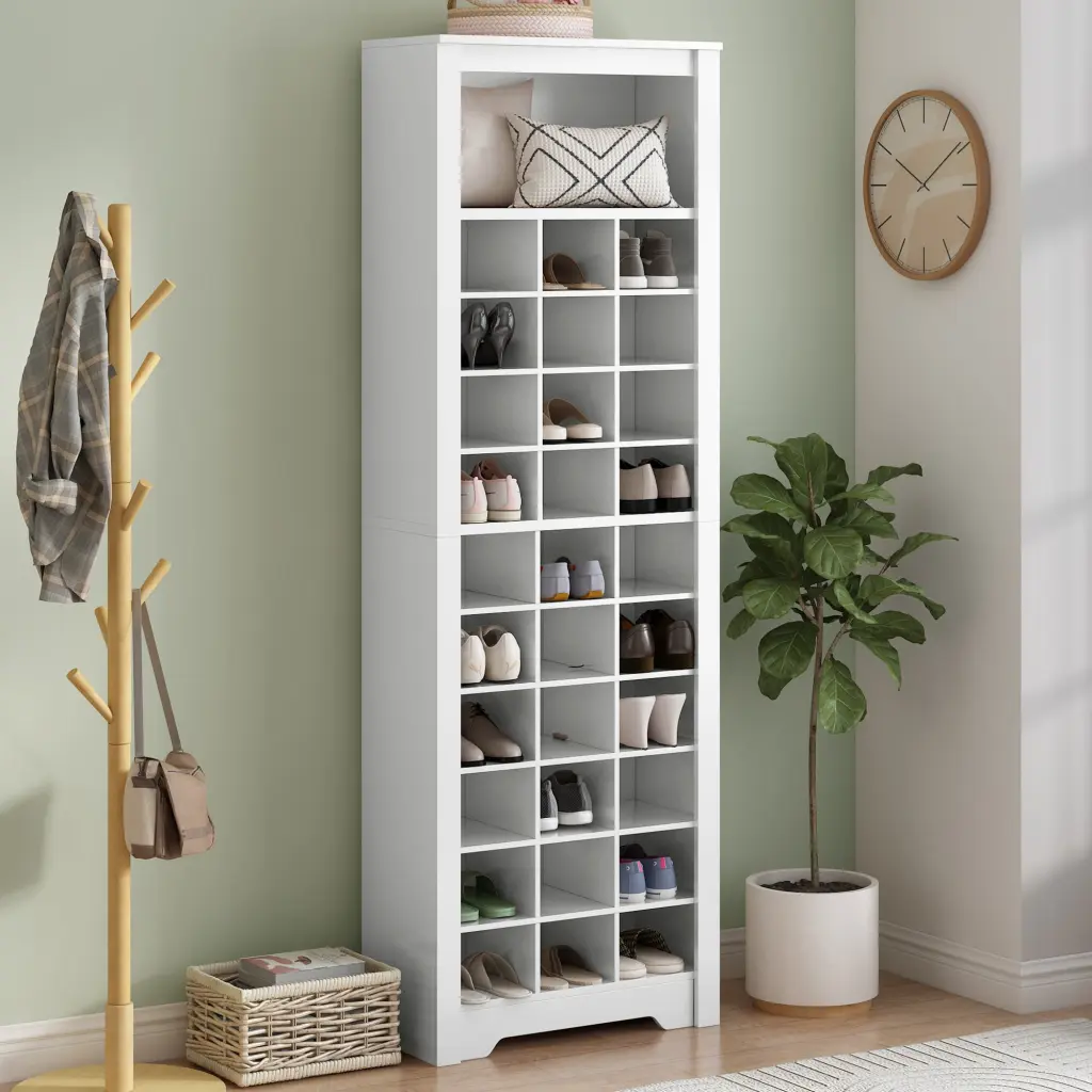 Chic Design 30 Shoe Cubby Console Contemporary Shoe Cabinet Multiple Storage rnb