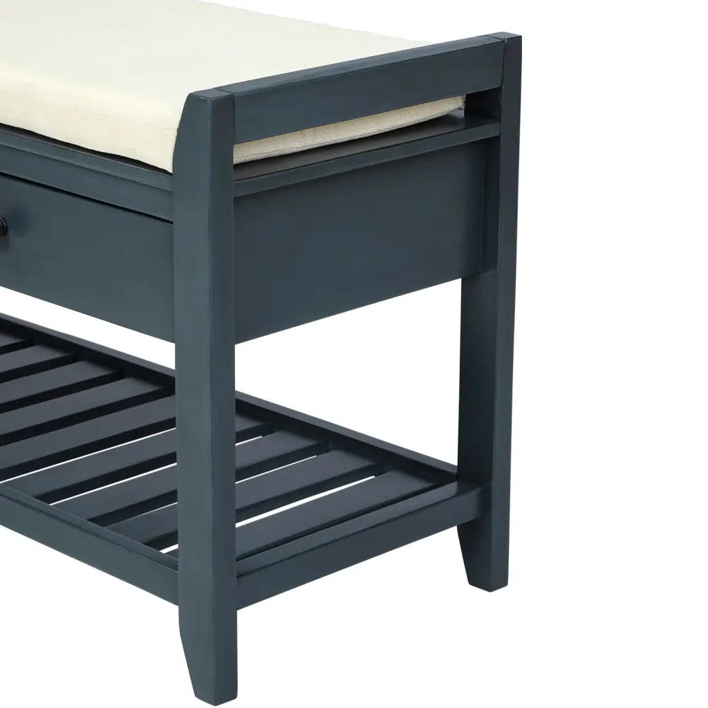 Shoe Rack Cushioned Seat and Drawers Multipurpose Entryway Storage trexm
