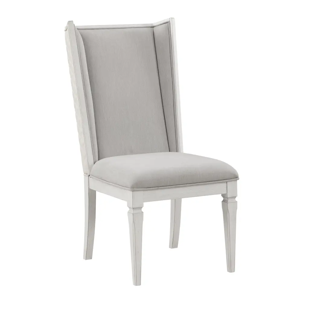 Katia Side Chair Set 2 Light Gray Linen Weathered White Finish acme onsite store