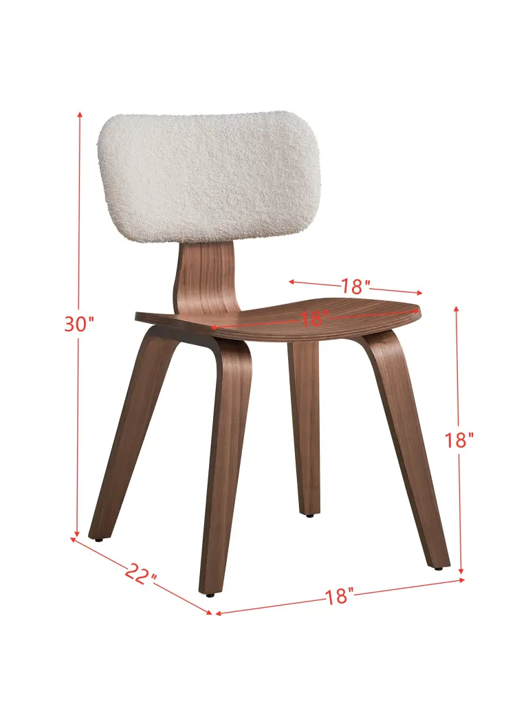 White Boucle and Walnut Finish Casson Side Chair Set 2 acme onsite store