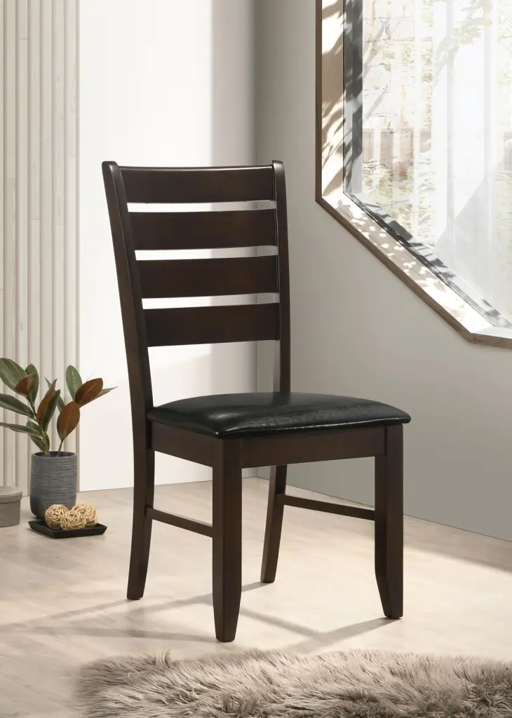Cappuccino And Black Padded Seat Side Chairs Set 2 furniture max