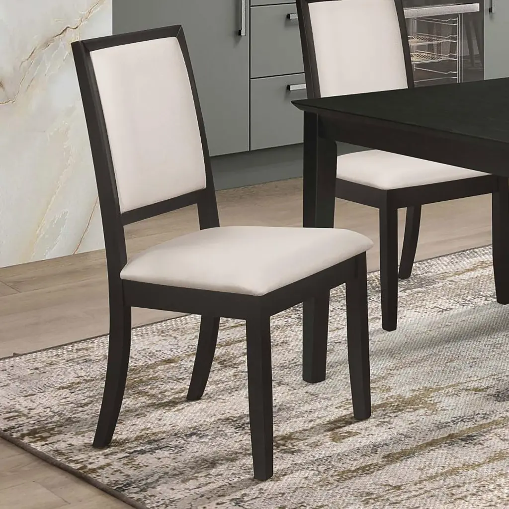 Cream and Black Upholstered Side Chairs Set 2 Solid Cream Dining Room Chairs furniture max