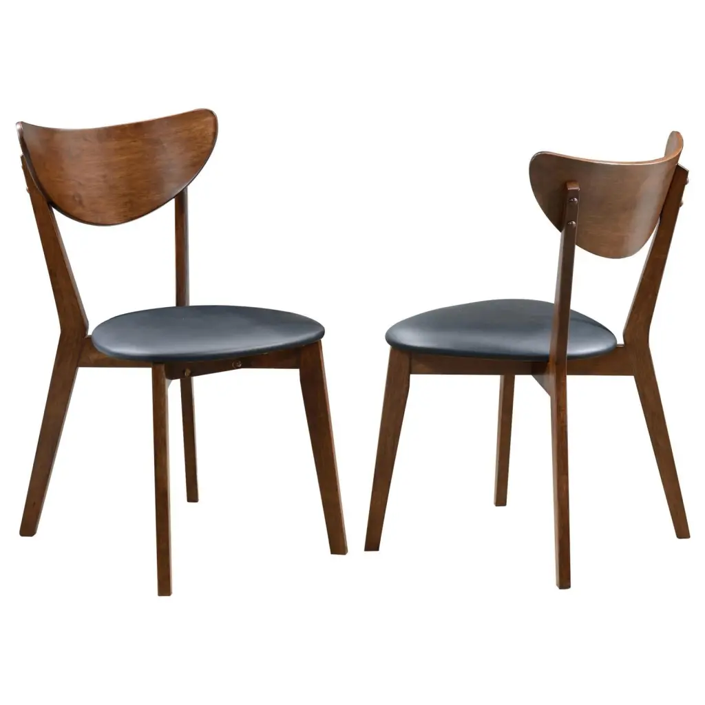 Dark Walnut And Black Open Back Side Chairs Set 2 furniture max