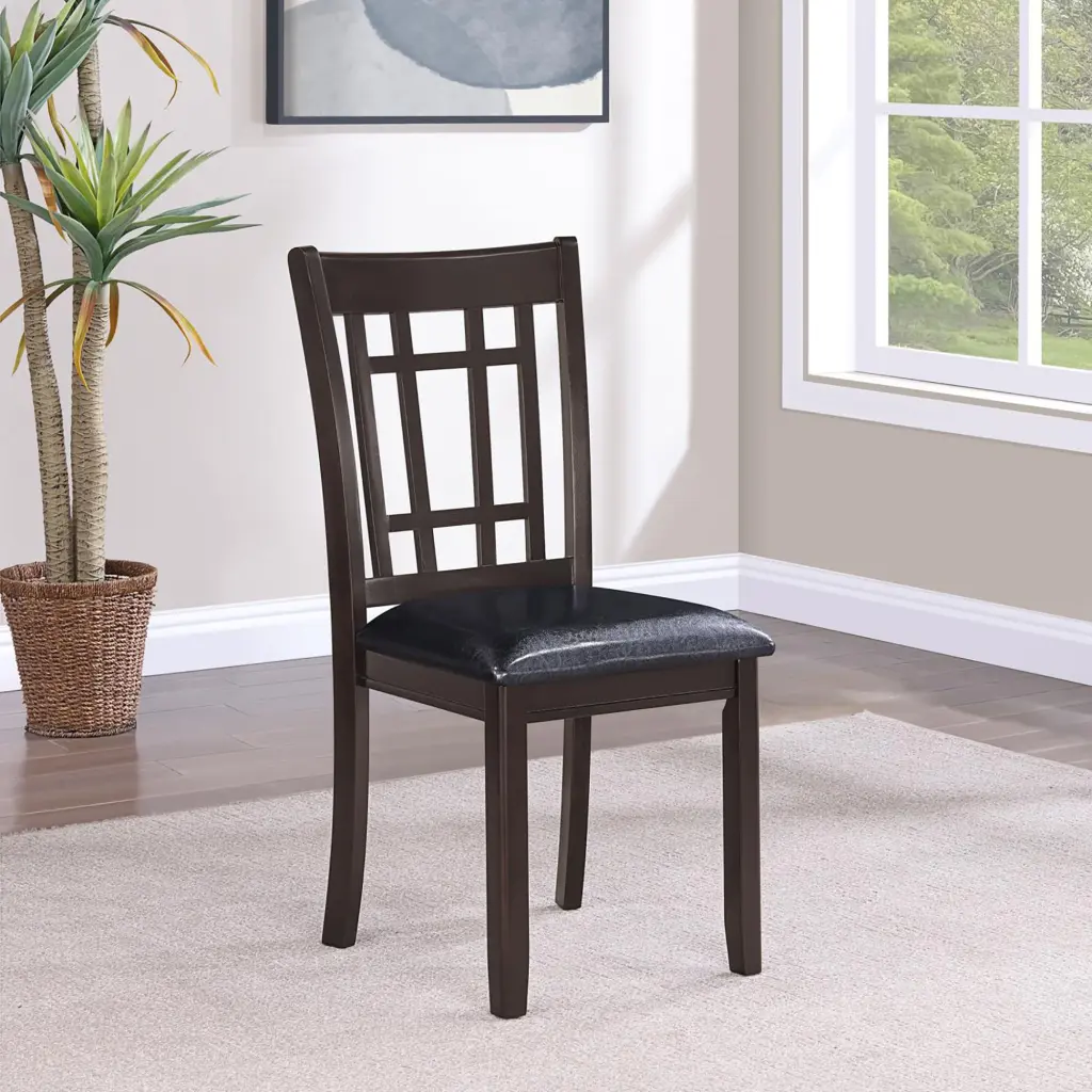 Espresso And Black Lattice Back Side Chairs Set 2 Solid Brown Espresso furniture max