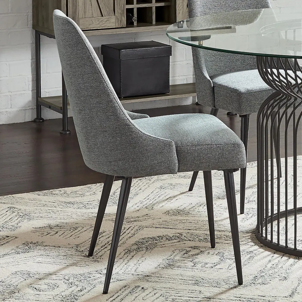 Grey and Gunmetal Side Chair Set 2 Solid Grey Dining Room Mid Century furniture max