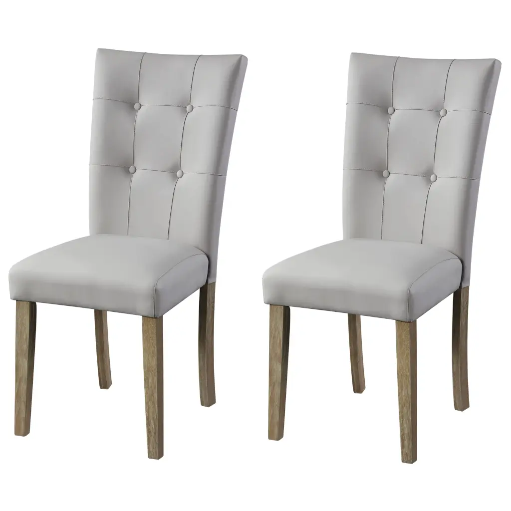 Grey And Oak Tufted Back Side Chairs Set 2 Solid Wood Dining Chairs furniture max