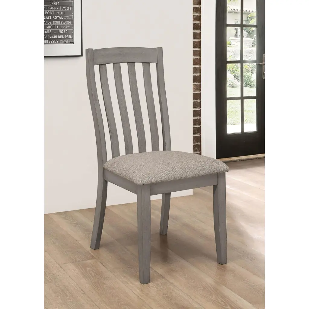 Grey Padded Side Chair Set 2 Grey Gray Dining Room Farmhouse Rustic furniture max