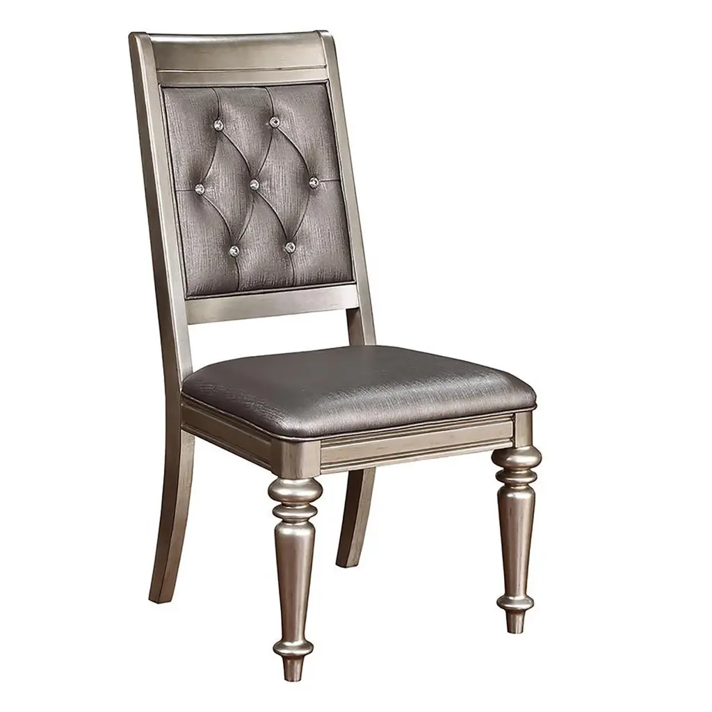 Metallic Platinum And Metallic Open Back Side Chair Set 2 Silver Di furniture max