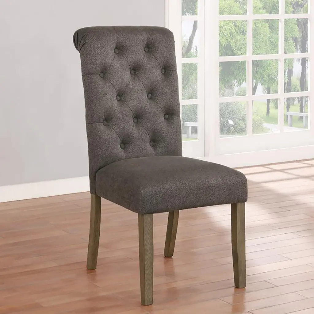 Rustic Brown And Grey Tufted Back Side Chair Set 2 Dining Chairs furniture max