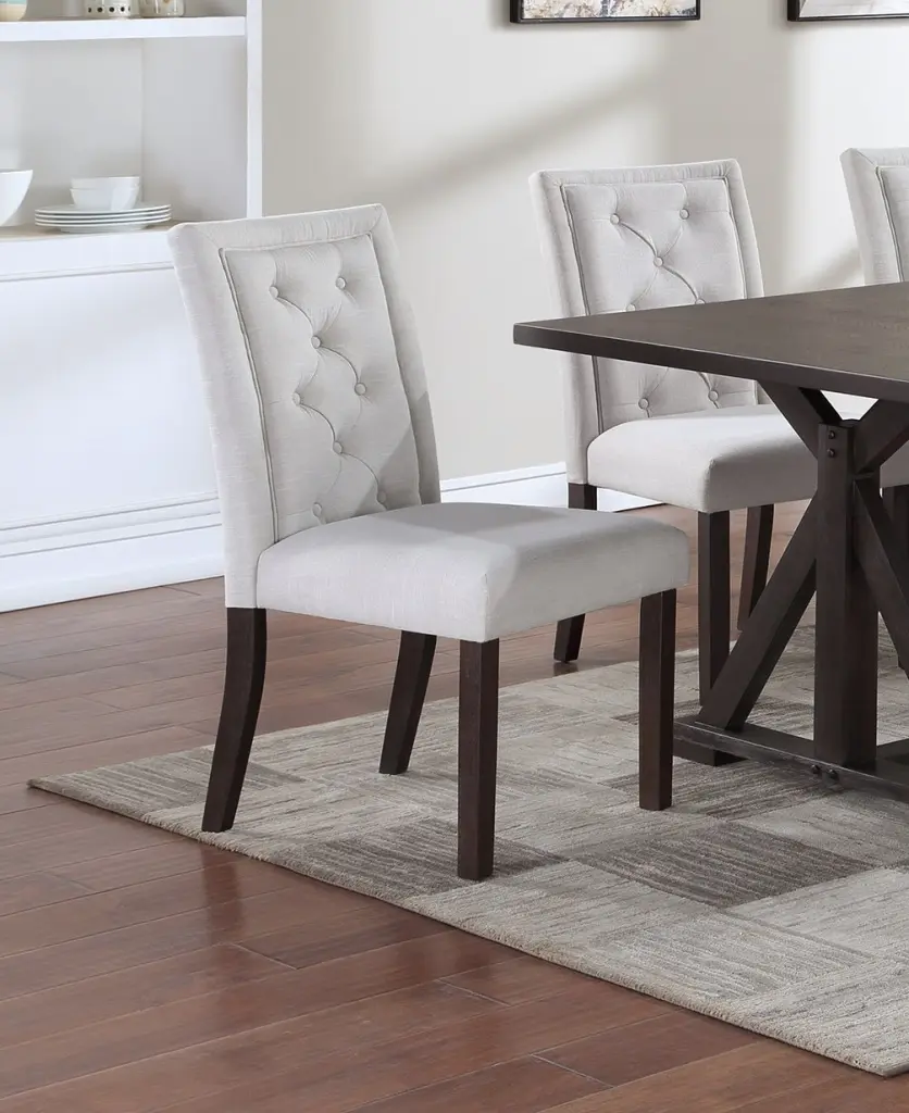 Modern Bone White Fabric 2 Piece Side Chairs Tufted Back Upholstered kanepe